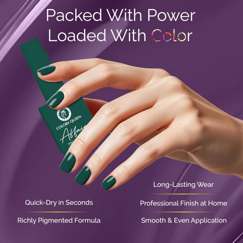 Colors Queen Affair Nail Polish - 07 - Steal Teal, 13ml | Rich Pigmentation, Quick Drying, Long Lasting Nail Paint | Chip Resistant, No Harmful Chemicals, Semi Matte Nail Polish for Women thumbnail 3